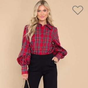Plaid button-down blouse